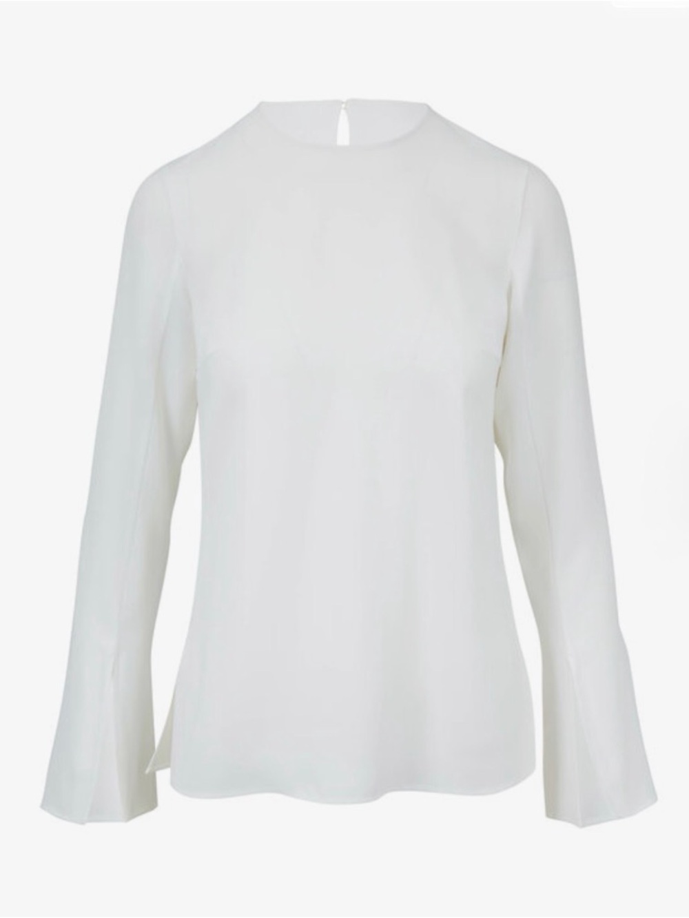 AKRIS PUNTO White Trumpet Sleeve Blouse | Size S | Luxe Minimalist Top